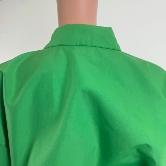Women's Love, Highlight Ruched Long Sleeve Green Cropped Collared Shirt Small - Picture 11 of 14